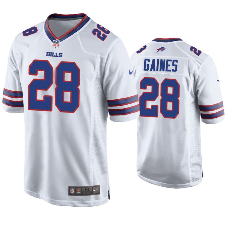 Men Buffalo Bills 28 Gaines Nike White Game Retired Player NFL Jersey